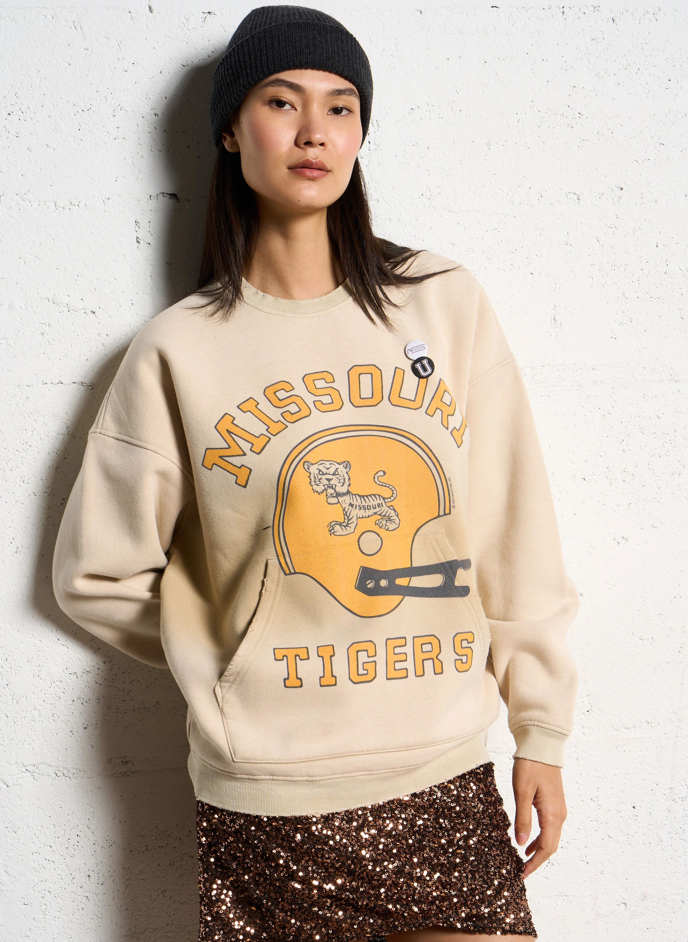 PIPER MISSOURI - Sweat ample imprimé en coton mélangé | Beige