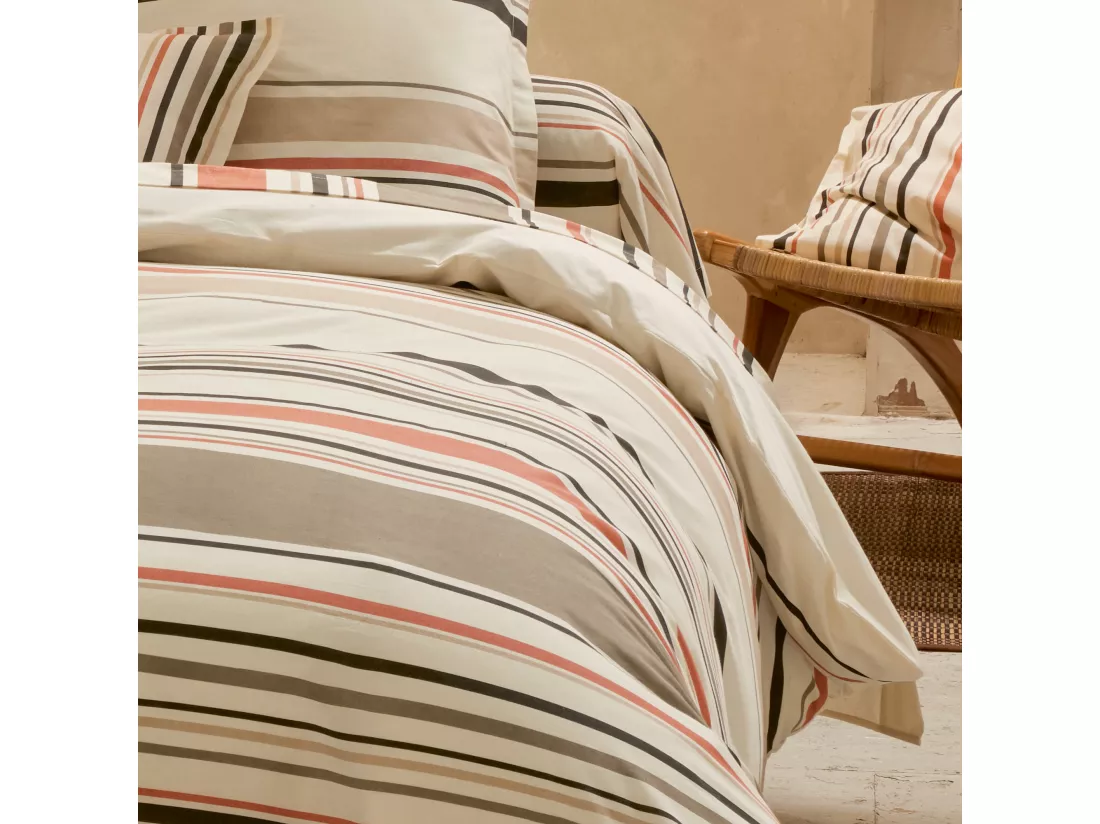 Drap plat 280x310 cm coton HUGO beige/corail