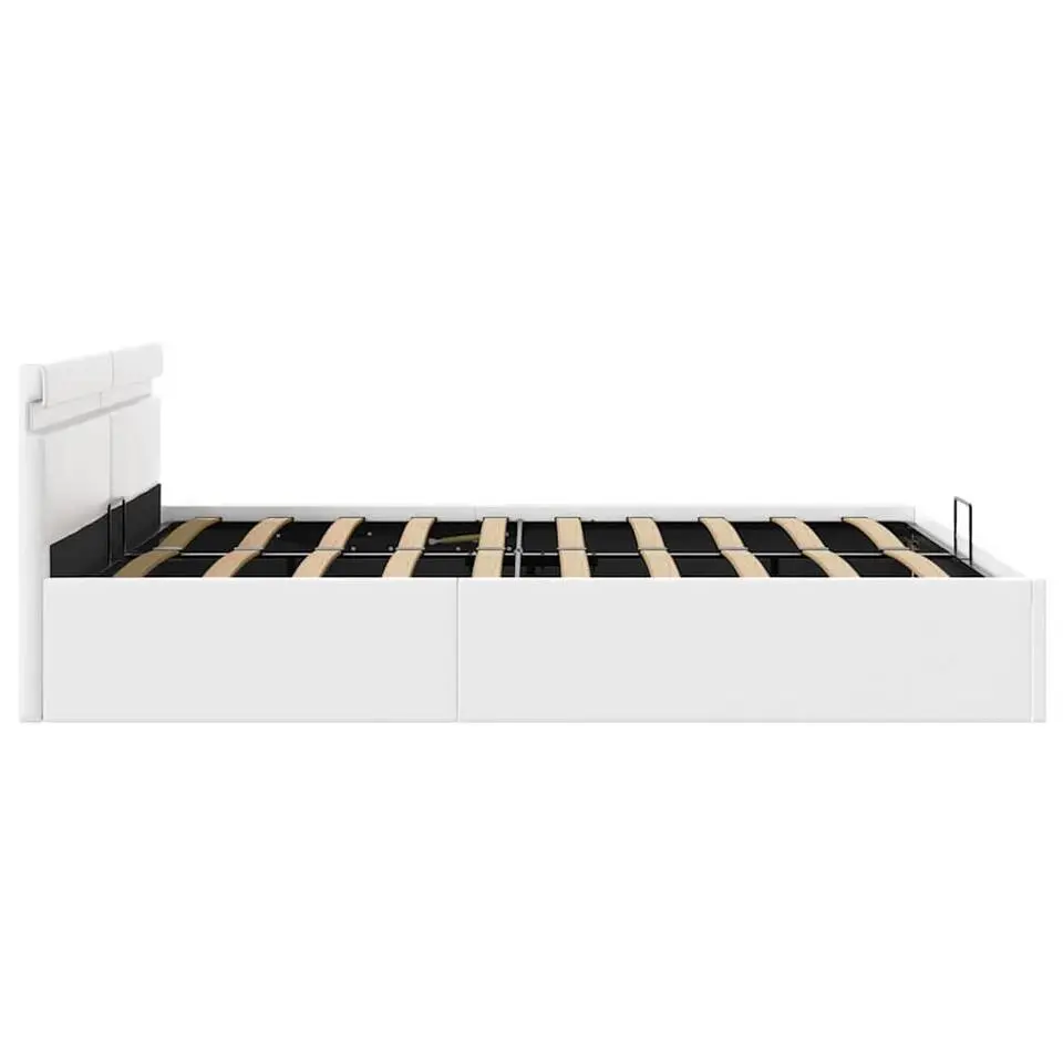 vidaXL - LED bed met opbergruimte - Hydraulisch - Wit - Kunstleer - 180x200 cm