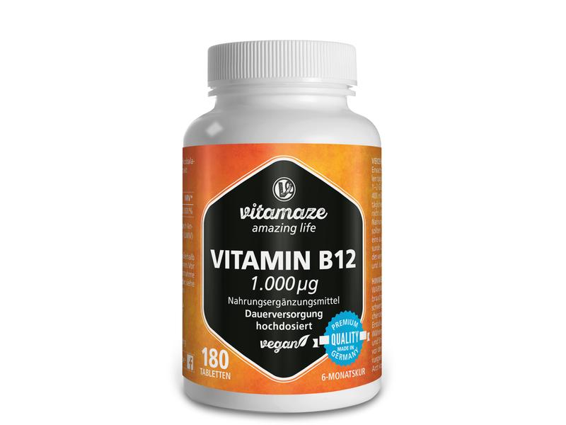 Vitamaze Vitamin B12 180 Tabletten Vegane Nahrungsergänzung mit B12
