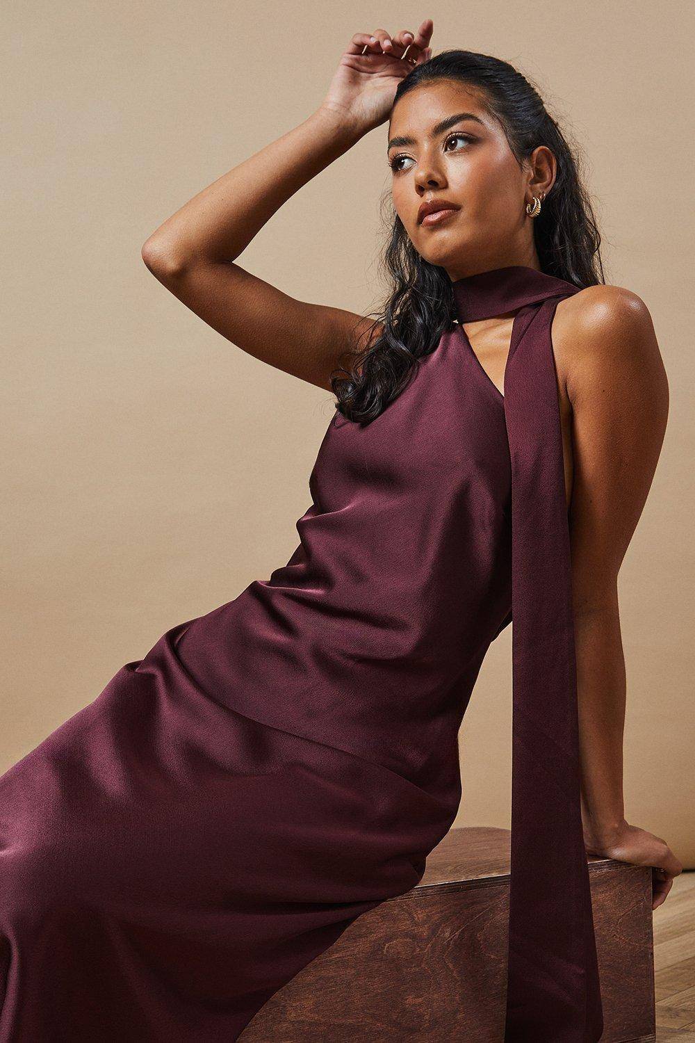 Oasis Robe Maxi Biais à Nœud Petite Occasion