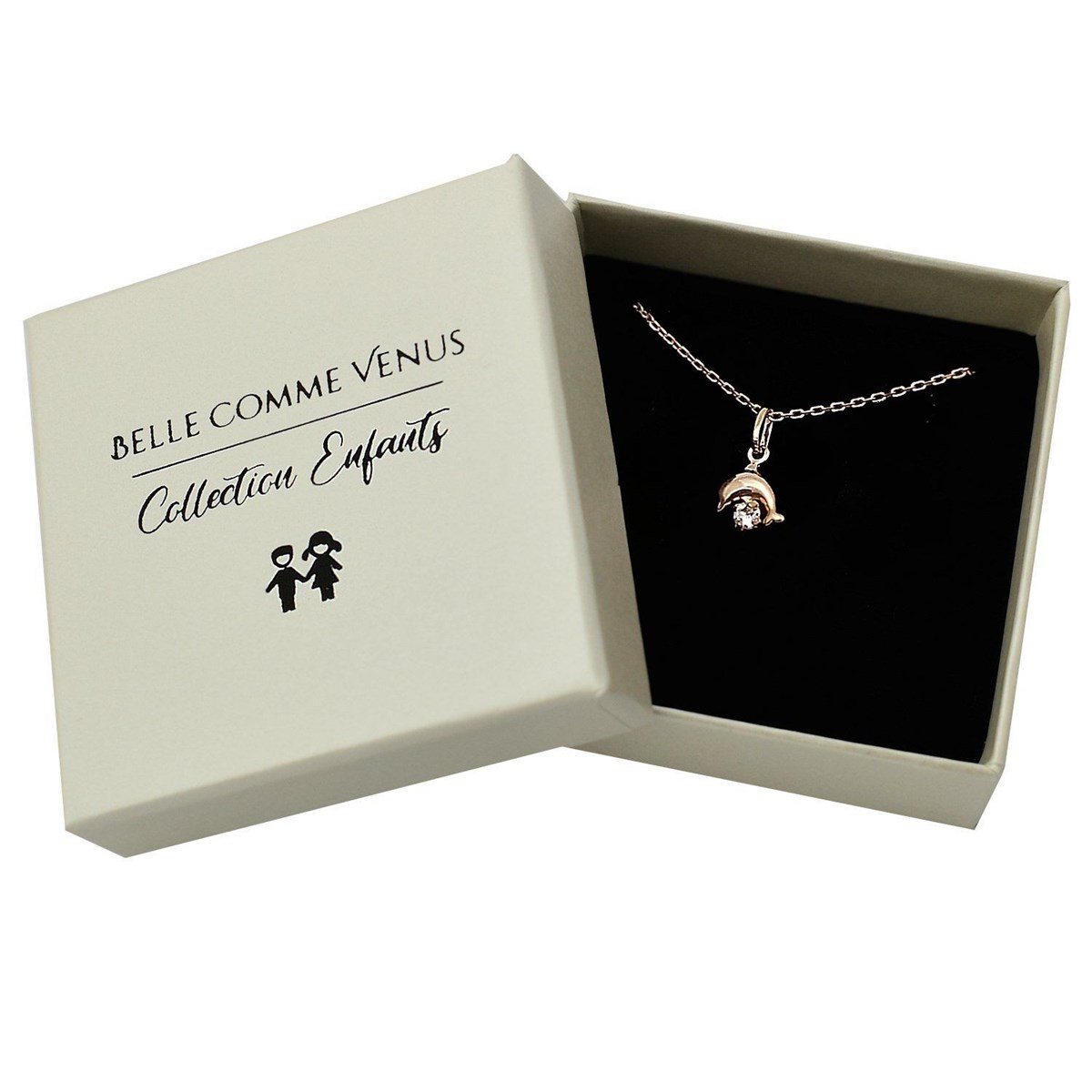 Collier petit dauphin cristal blanc Plaqué OR 750 3 microns