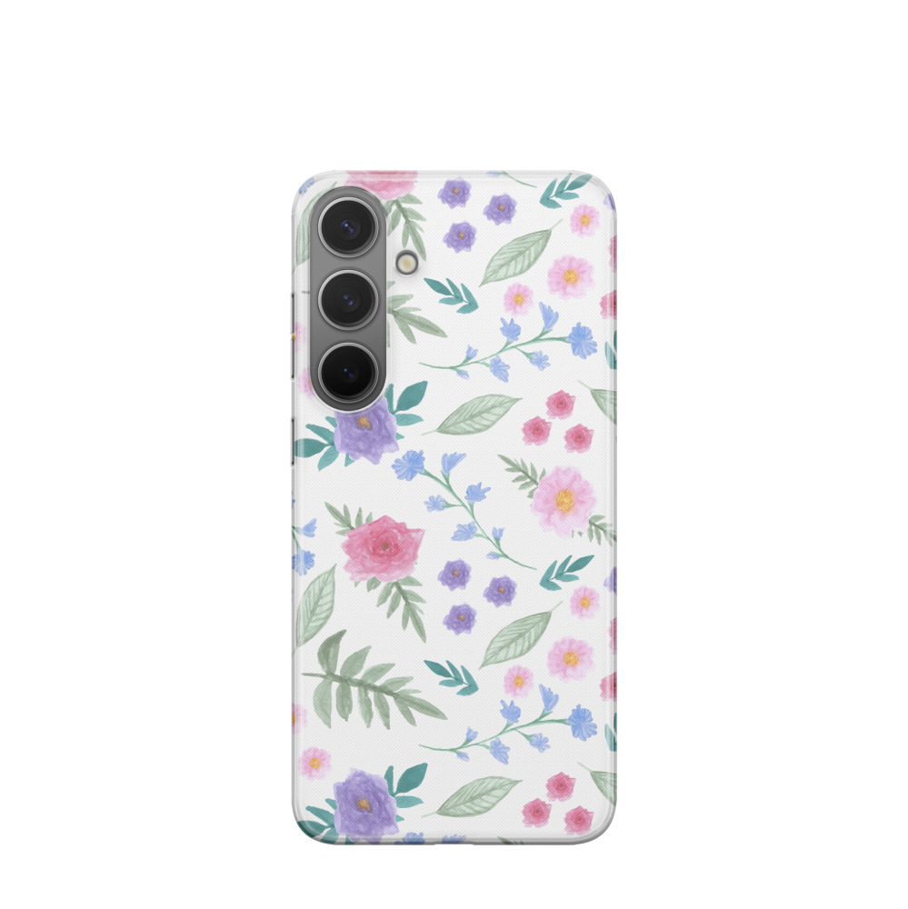Samsung Galaxy S24 Plus Gummi Hülle Sanfter Blütenregen - Weiss
