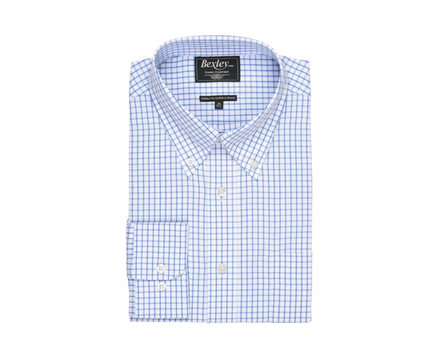 Chemise blanche carreaux bleus - Col américain - GRAYSON