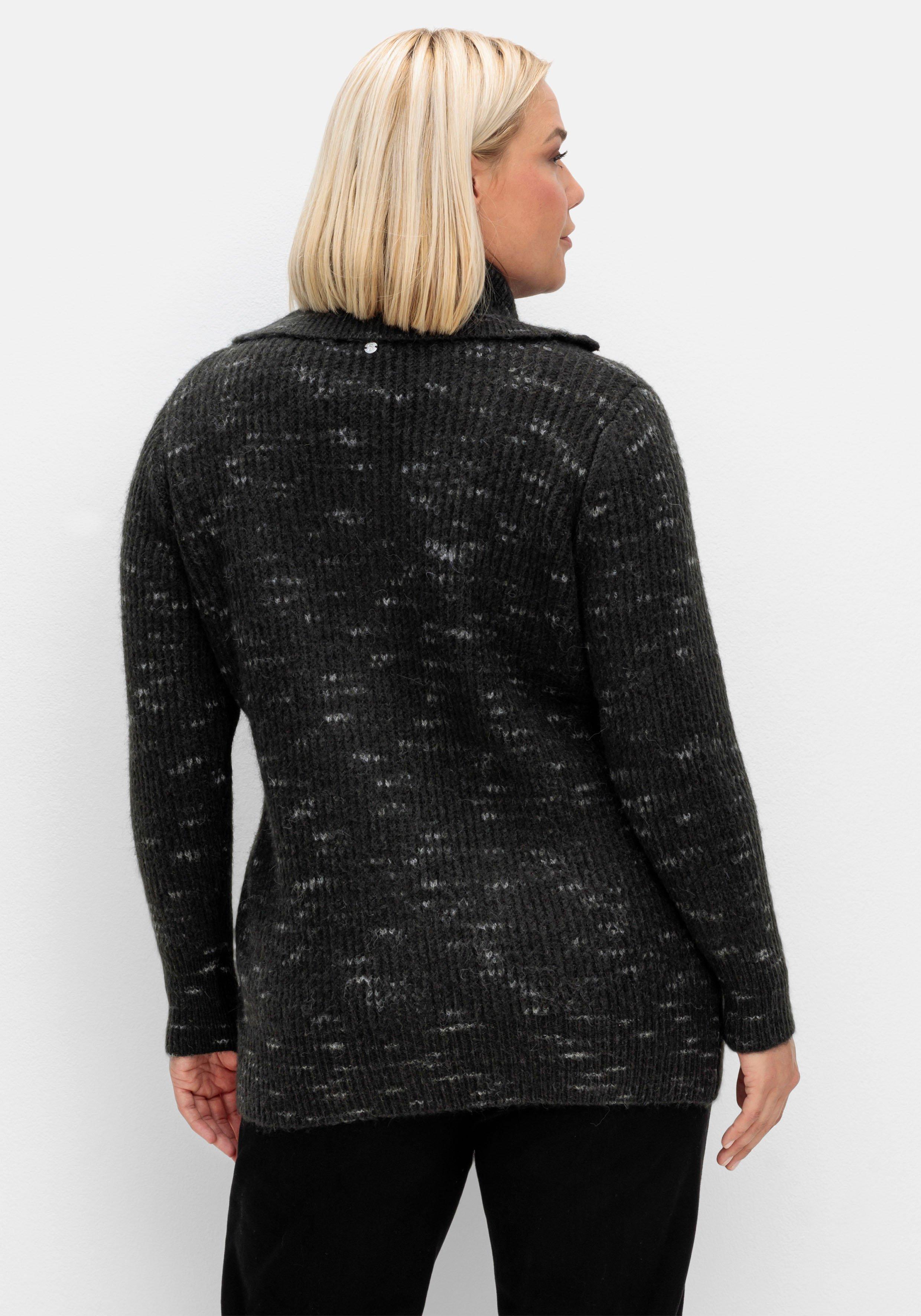 Strickjacke mit Troyerkragen und Reißverschluss
