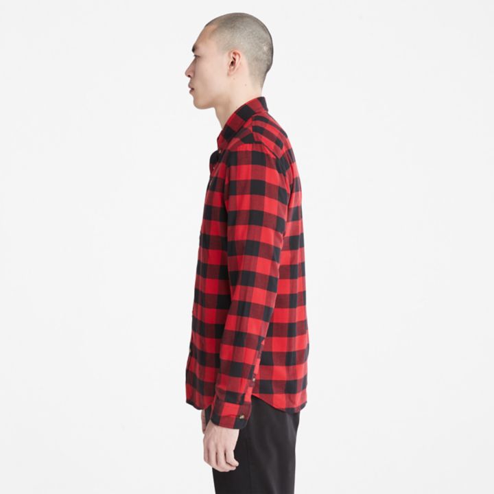 Camisa xadrez de manga comprida Mascoma River para homem, na cor vermelha.