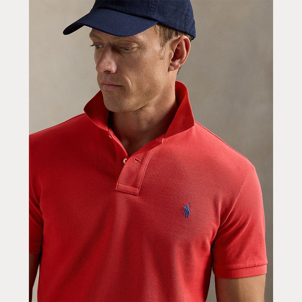 Mesh Slim Fit Pique Herre Rød