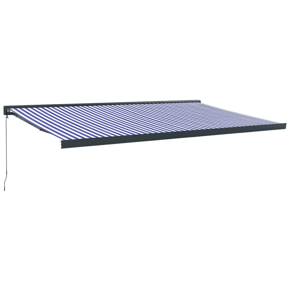 Auvent rétractable bleu et blanc 5x3 m tissu et aluminium