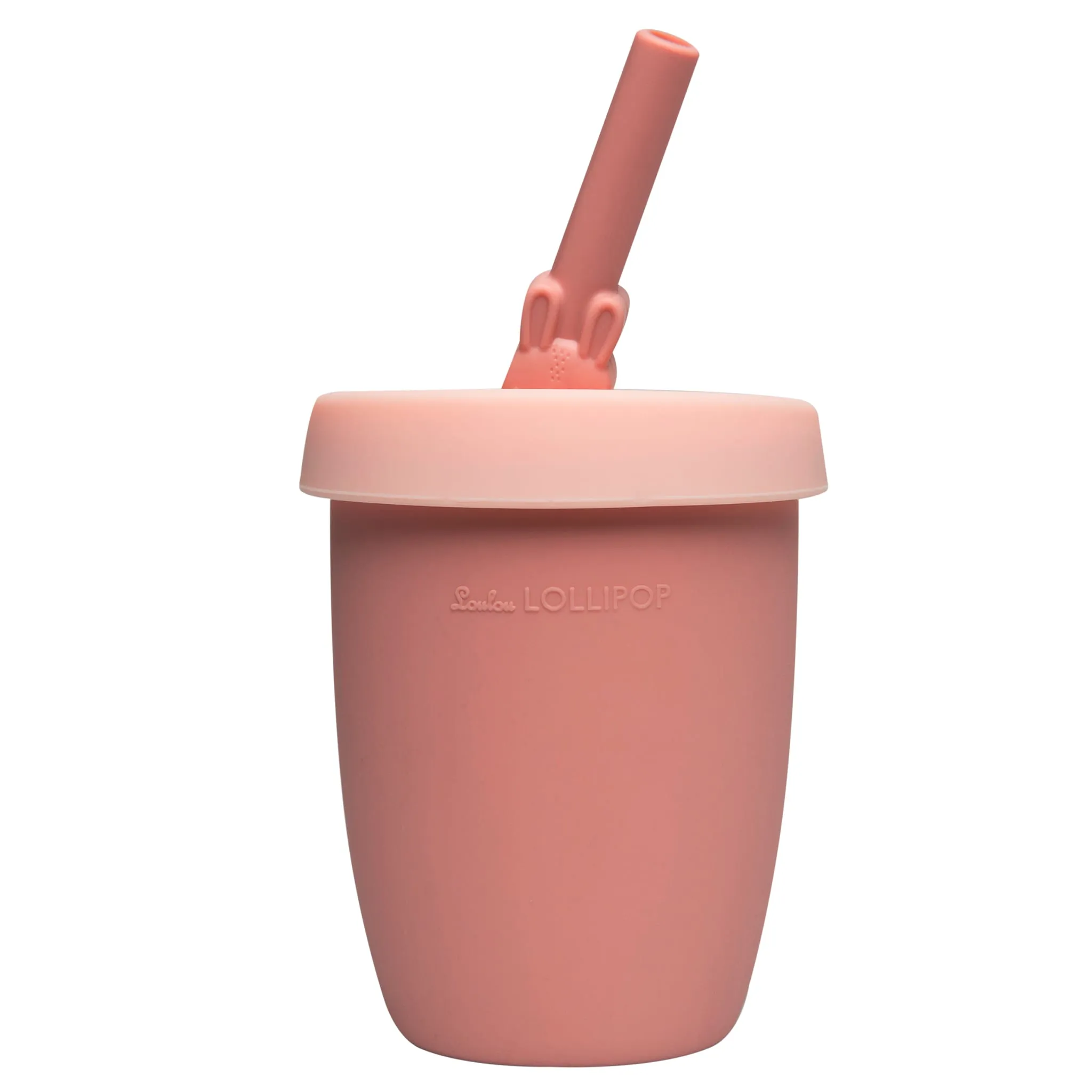 Loulou Lollipop Gobelet en Silicone avec Couvercle et Paille - Lapin