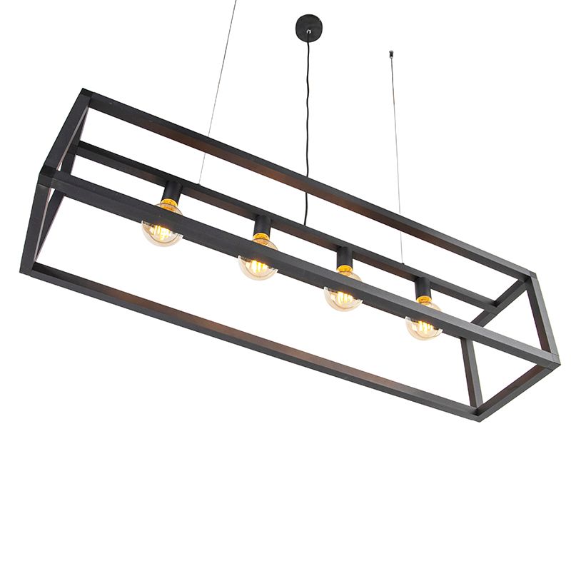 Industriële hanglamp zwart 4-lichts - Big Cage