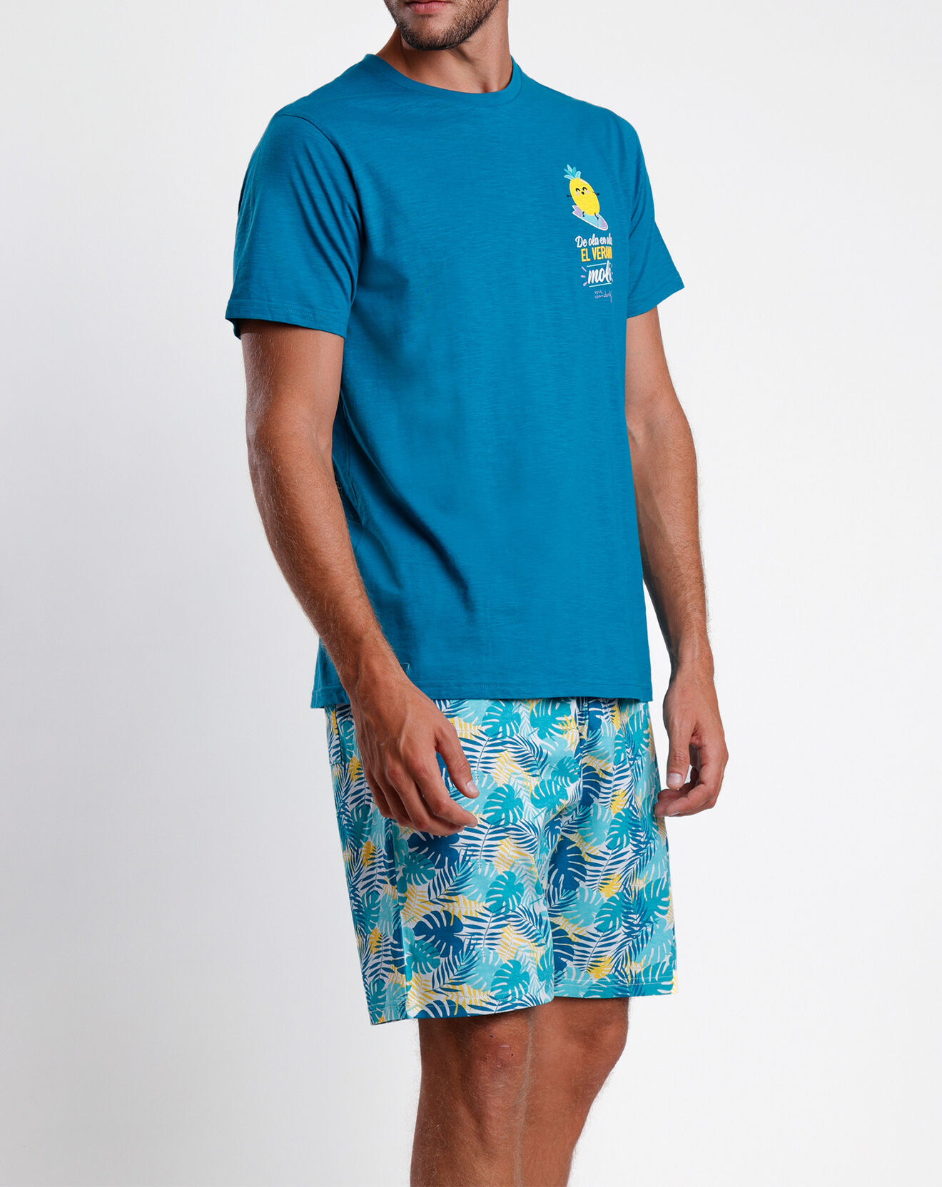 Mr Wonderful Pyjama T-Shirt & Short Théophile bleu océan