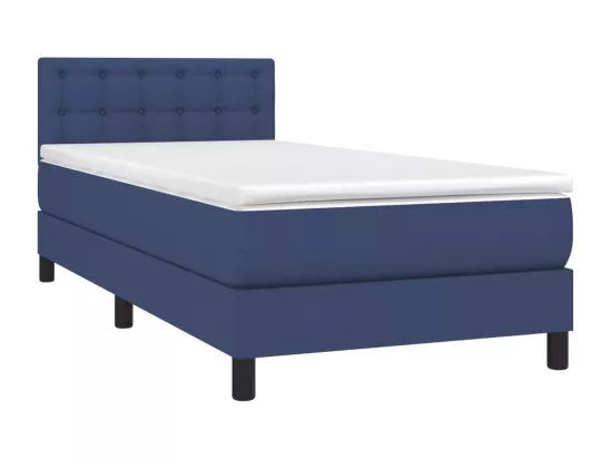 Sommier tapissier avec matelas et LED Bleu 90x190 cm Tissu