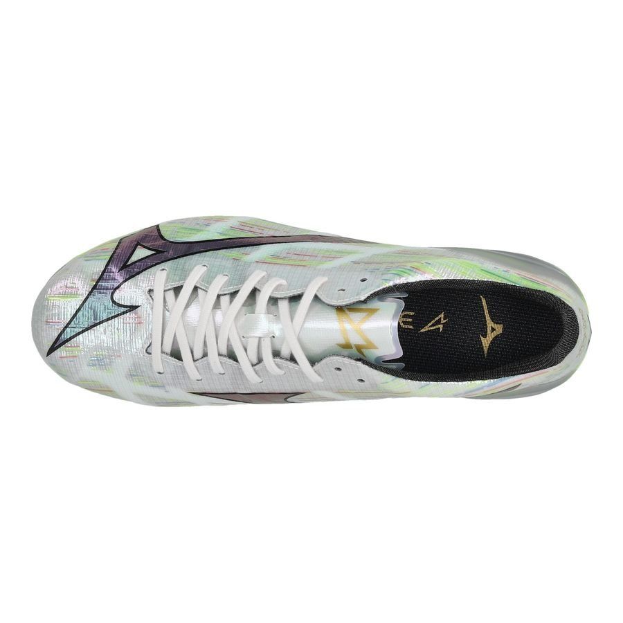 Mizuno Alpha II Elite FG/AG - Blanc/Silver Iridescent/Noir