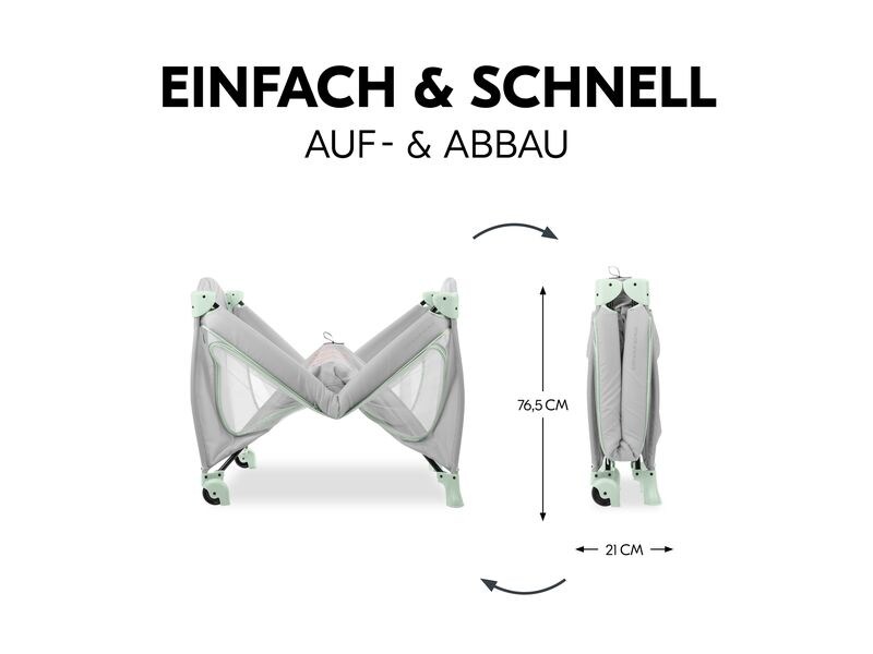 Hauck Reisebett Sleep N Play Go Plus Dusty-mint Reisebett und Laufstall auf Rollen