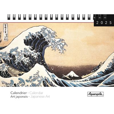 Calendrier mensuel à spirales 16x18 cm - Art japonais