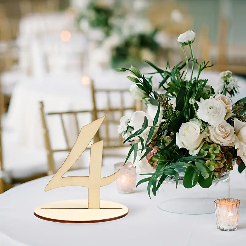 (10er Set) 10x8cm Holz Tischnummern Deko Zahlen Tisch Schilder für Hochzeit / Geburtstage - Braun