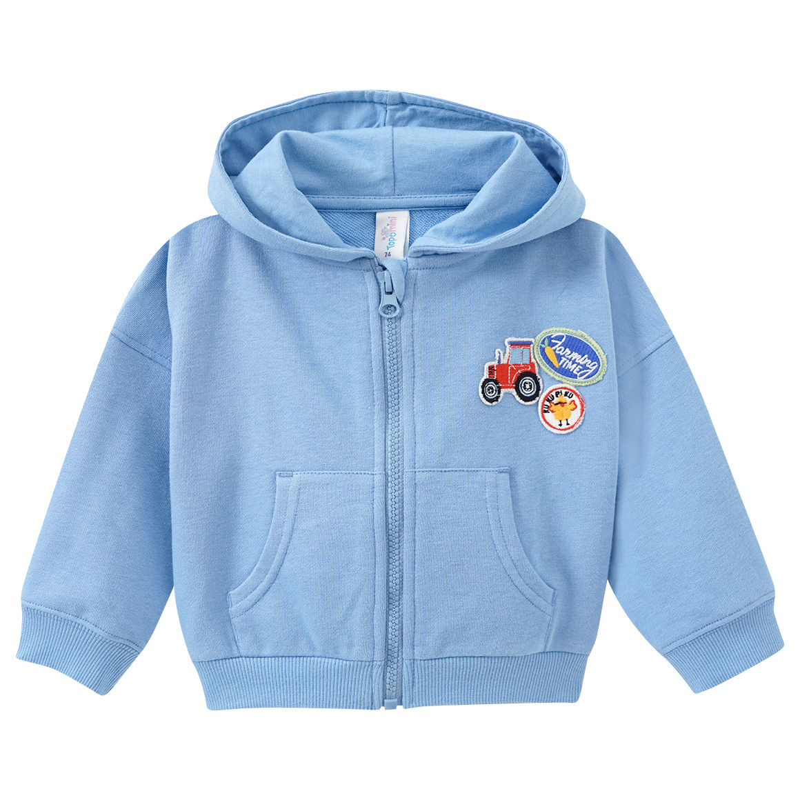 Topomini Baby Sweatjacke mit Bauernhof-Motiven hellblau