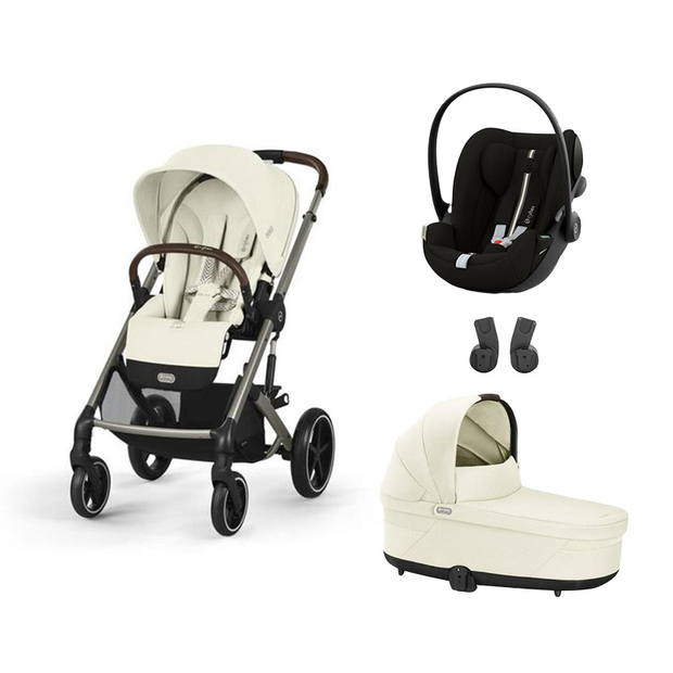 Poussette TRIO Balios S Lux BLK + Siège-auto CLOUD G i-Size Plus Moon Black + Nacelle Cot S Lux Seashell - CYBEX