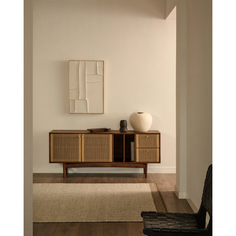 Tableau Klis en lin aux formes géométriques blanc 60 x 90 cm