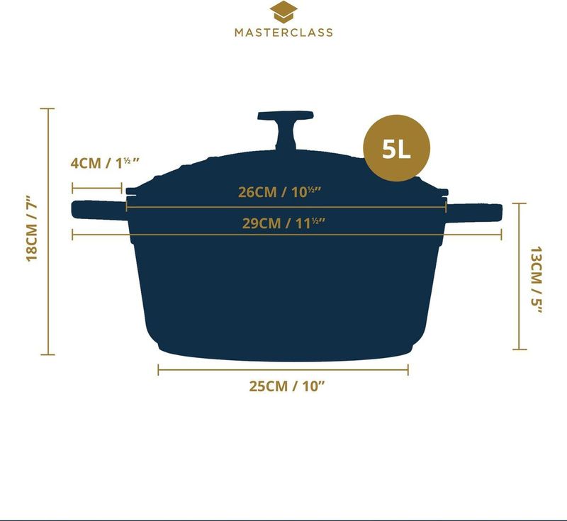 MasterClass Braadpan Blauw - ø 28 cm / 5 Liter - Standaard anti-aanbaklaag