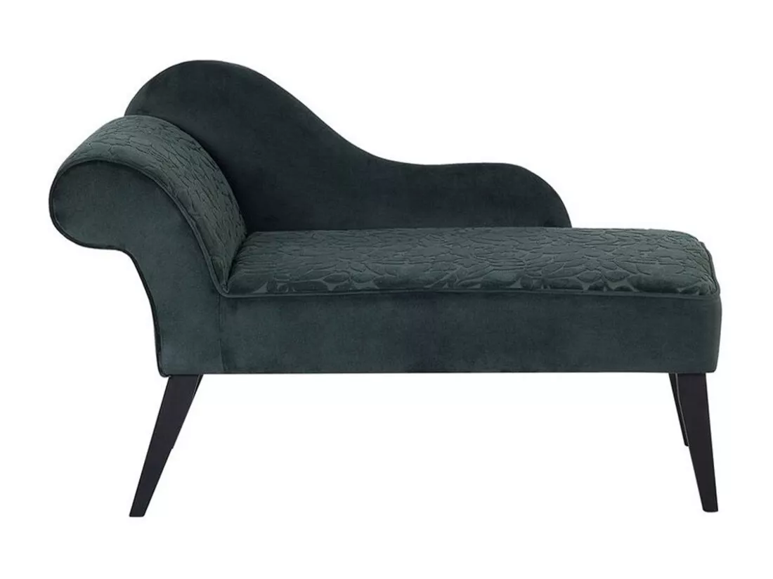 Mini chaise longue en velours vert côté droite BIARRITZ