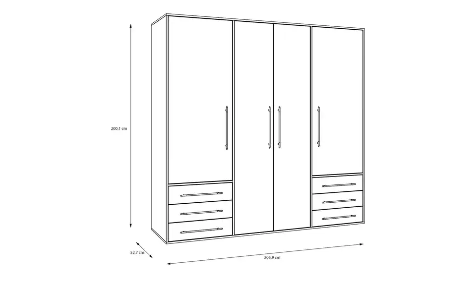 Kleiderschrank Mokkaro Betonoptik, Weiß 206 cm