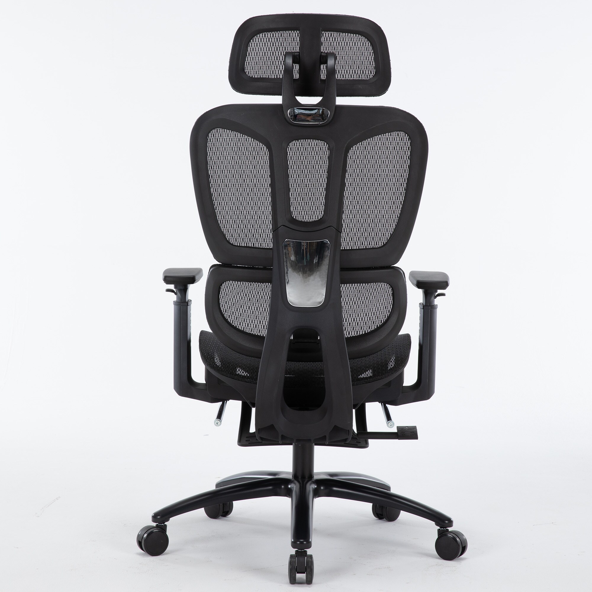 Bürostuhl in moderner Mesh-Optik mit Fußstützeergonomischer Drehstuhl mit Nacken und Lordosenstütze - Gamingstuhl mit atmungsaktiver Netzrückenlehne und Wippfunktion