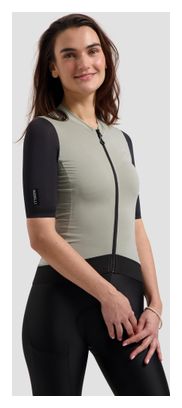 Maillot Manches Courtes Vélo Rogelli Distance II Taupe/Noir Femme