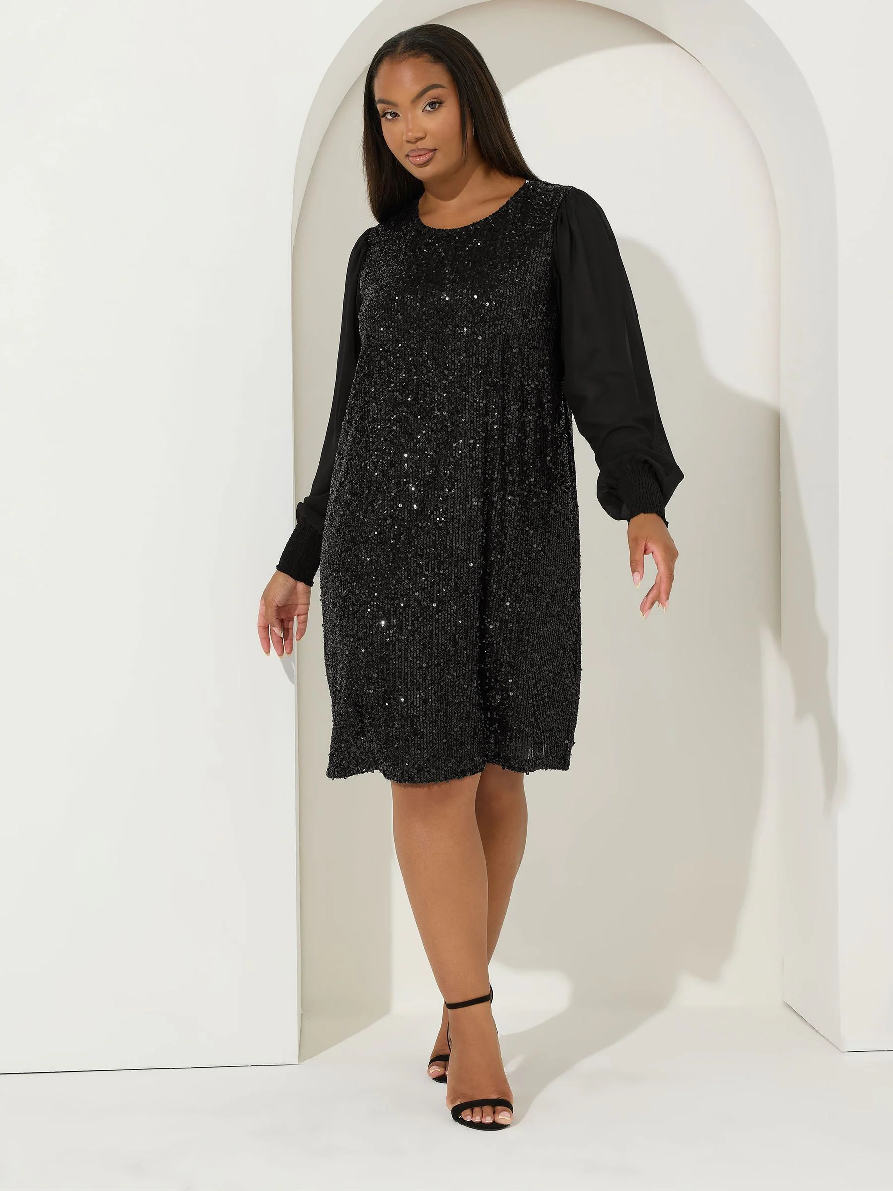 Yours Curve Sequin Swing Party Dress