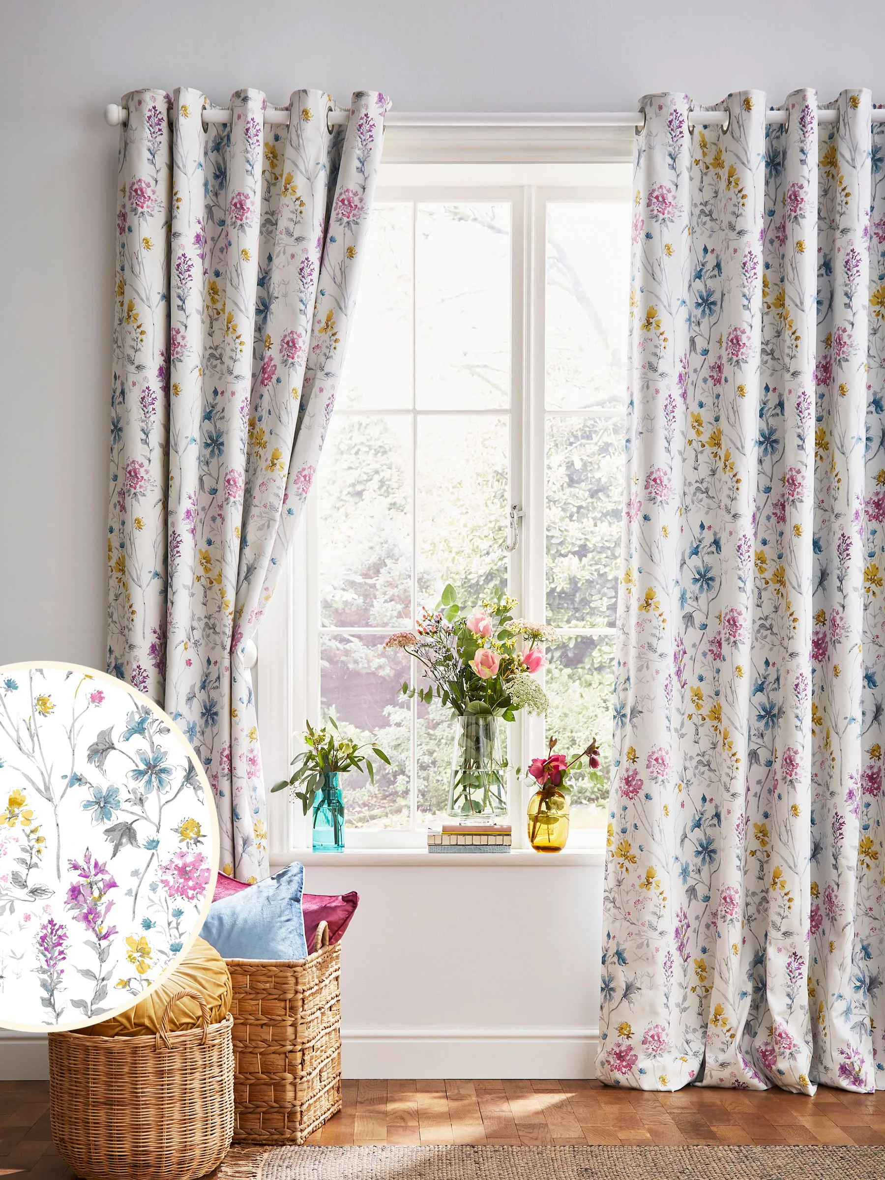 Laura Ashley Wild Meadow Eyelet Lined Curtains