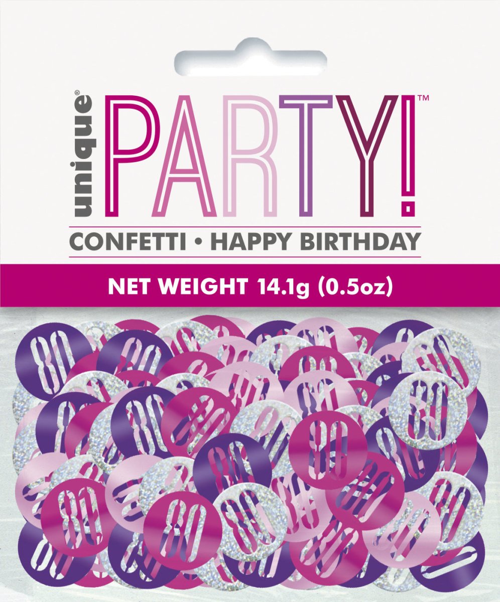 Tafelconfetti 80 Jaar Roze 14gr