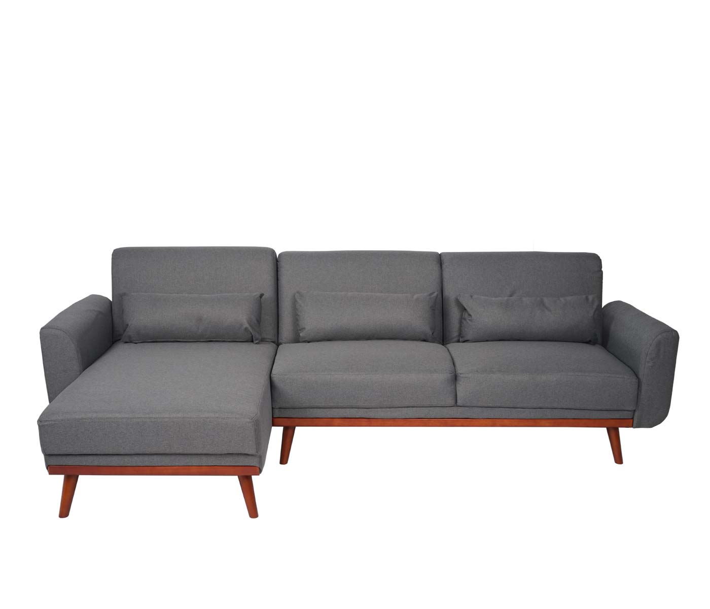 Sofa MCW-J20, Couch Ecksofa, L-Form 3-Sitzer Liegefläche Schlaffunktion Stoff/Textil 280cm ~ anthrazit-grau