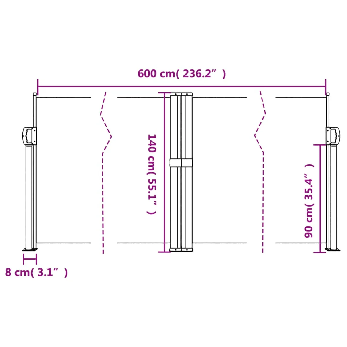 VIDAXL Auvent Beige 140x600 cm