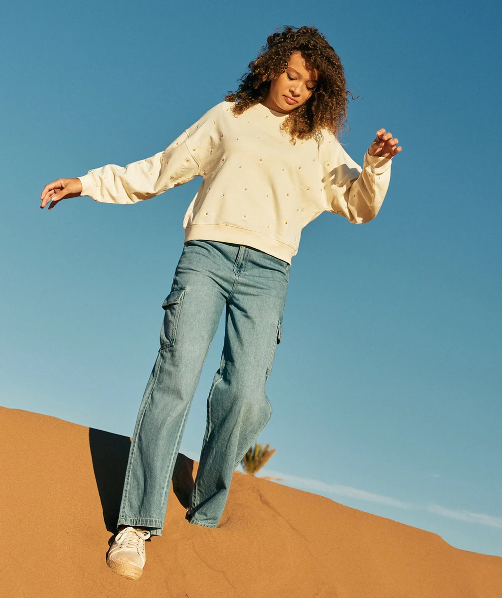 PANTALON WIDELEG CARGO FILLE EN DENIM LOW IMPACT