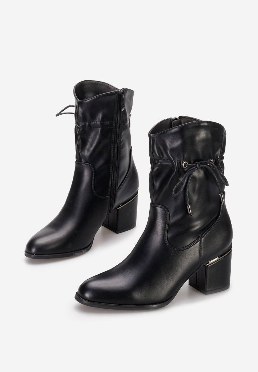 Bottines à gros talon noires Selevana