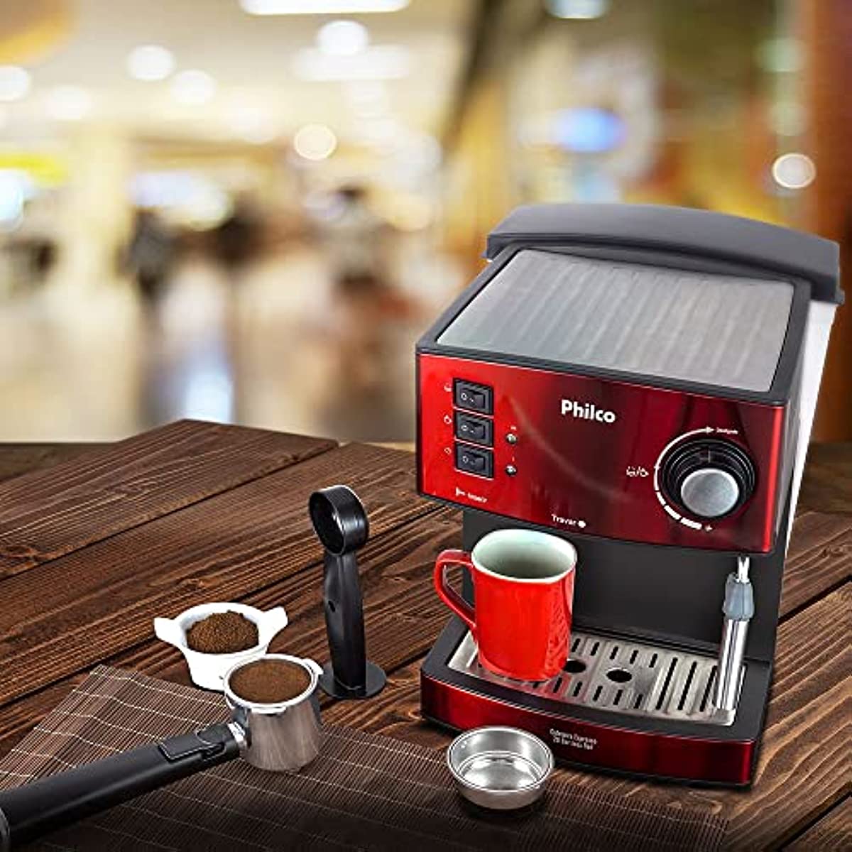 Cafeteira, Expresso 20 bar, 2 x&iacute;caras, Vermelho, 220V, Philco