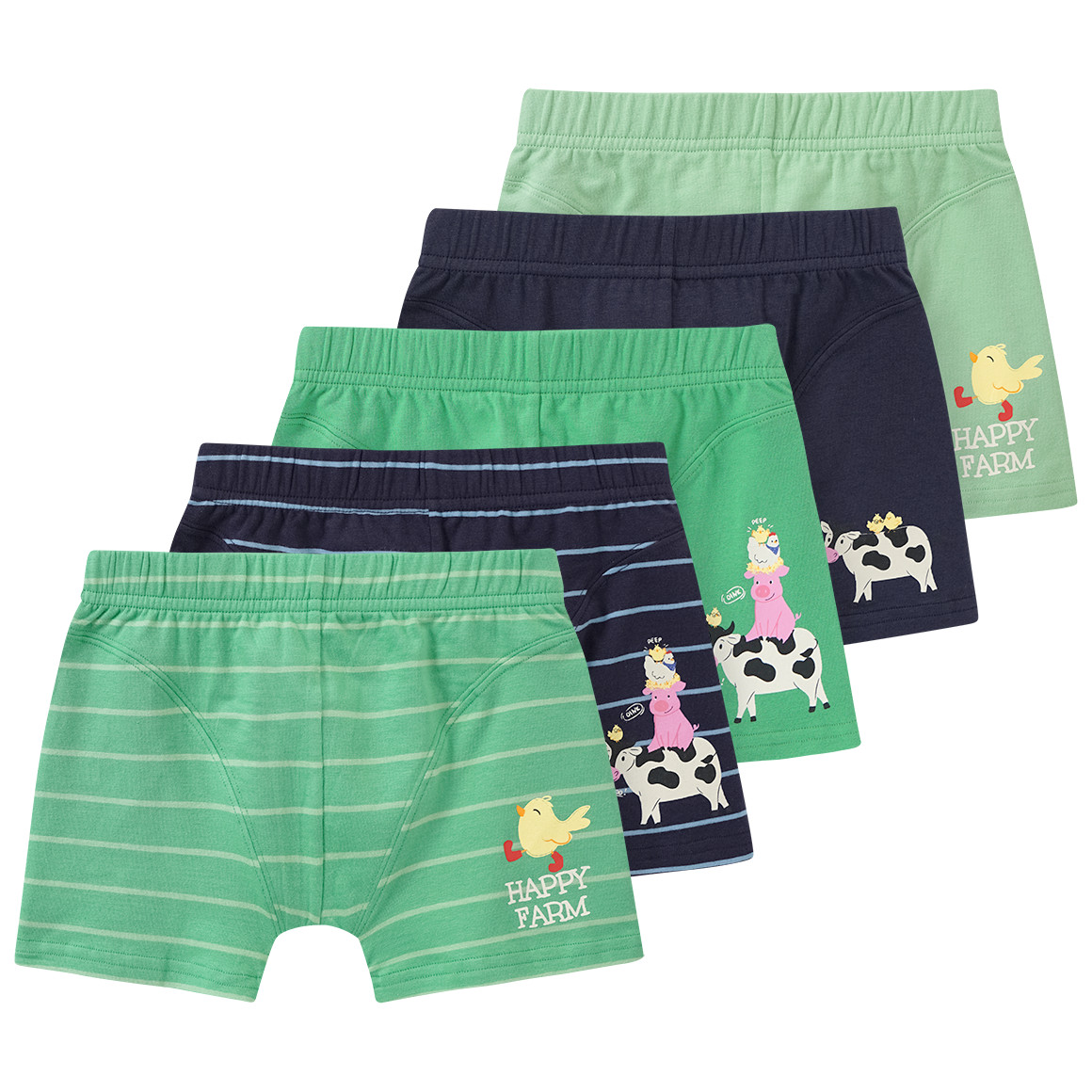 Topolino 5 Jungen Boxer mit Tier-Motiven grün / dunkelblau / hellgrün