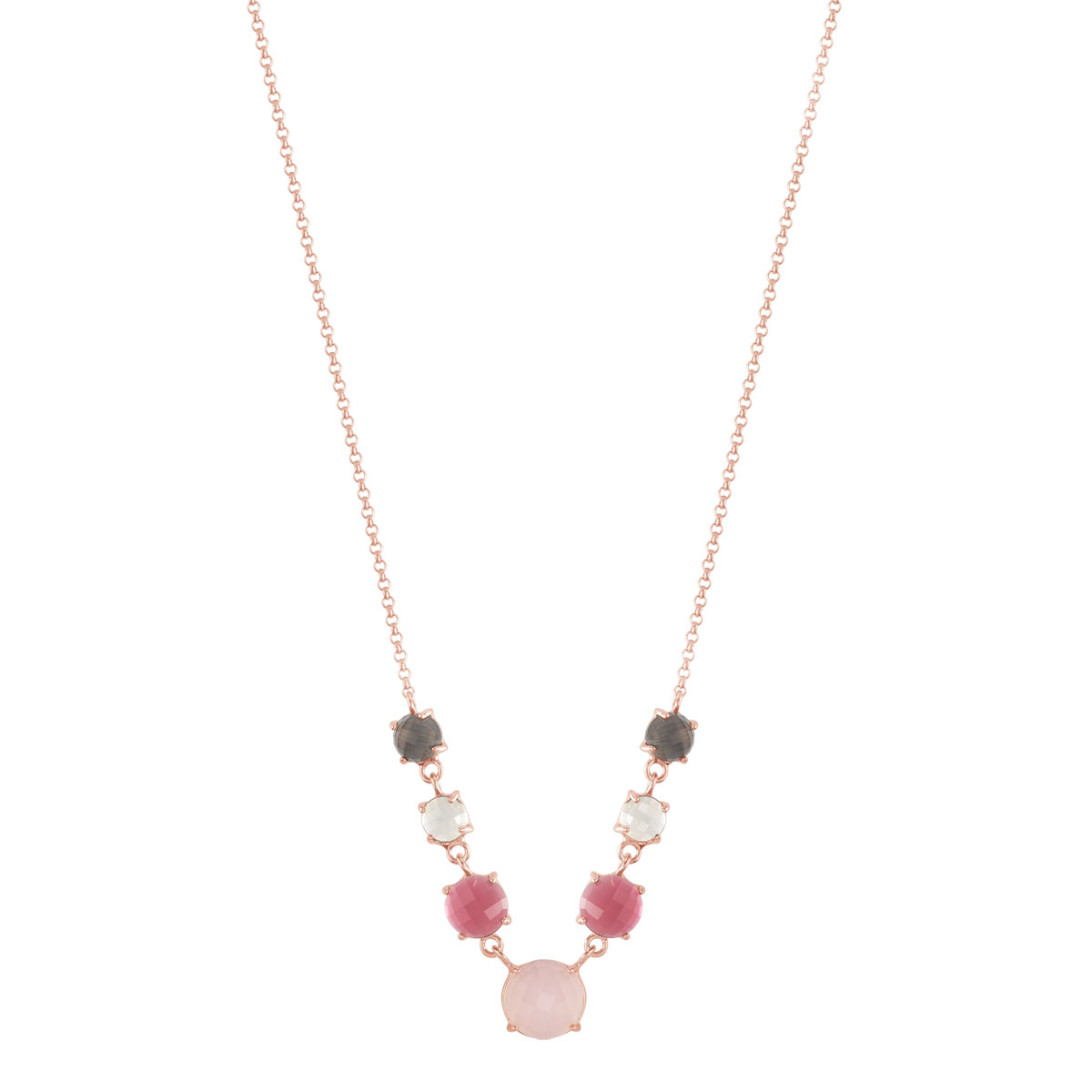 Collier argent 925 rosé pierres imitation