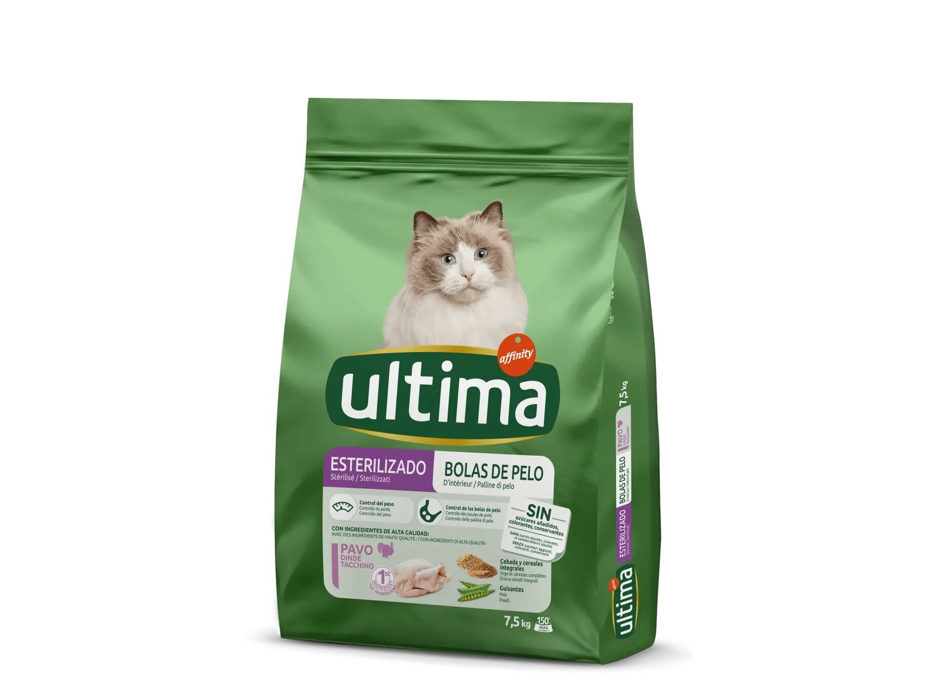 RAÇÃO PARA GATO ULTIMA ESTERILIZADO PARA BOLAS DE PÊLO 7.5KG