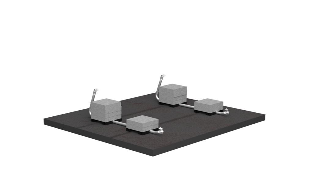 Montagekit Flachdach 1150 mm für 1 Modul max. Breite 115 cmFlachdach Montage System für 1 Solarmodul mit max. 1.150 mm Breite – ValkBox