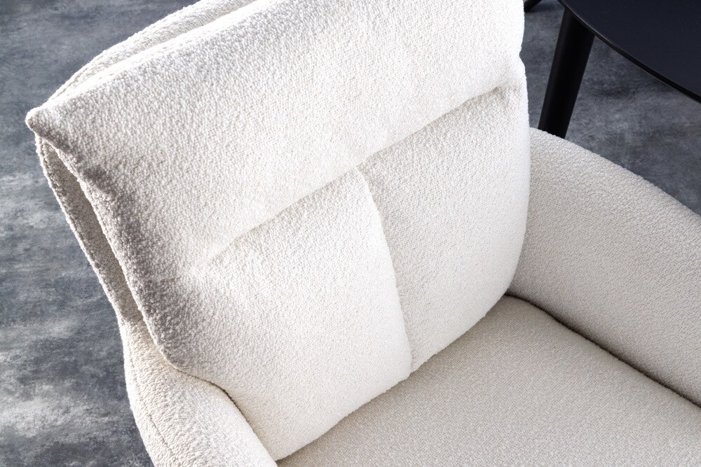 riess-ambiente Stuhl BIG GEORGE - drehbar Retro weiß Bouclé mit Armlehnen Bonellfederkern Esszimmer