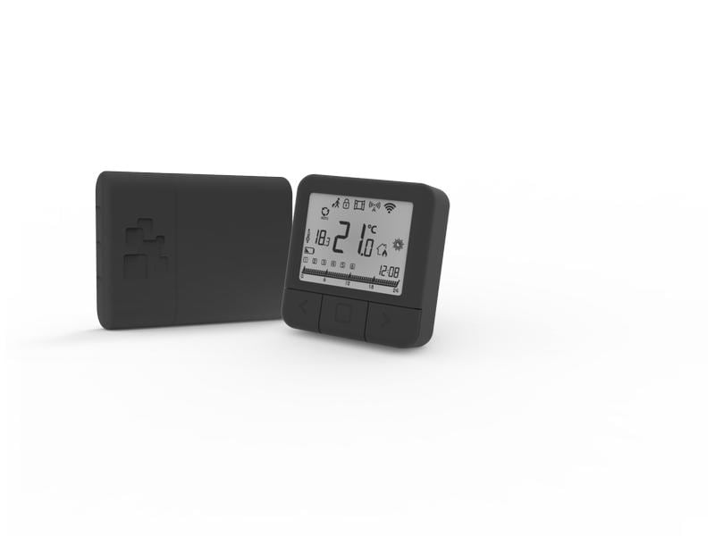 INNGENSO Digitaler Thermostat IT 201 schwarz Funk-Wandthermostat mit Funkempfänger zum Schalten der Heizung