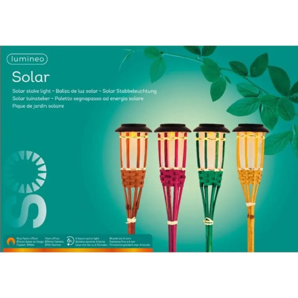 Lumineo Tuinfakkel Bodi - solar - groen - vlameffect - 54 cm