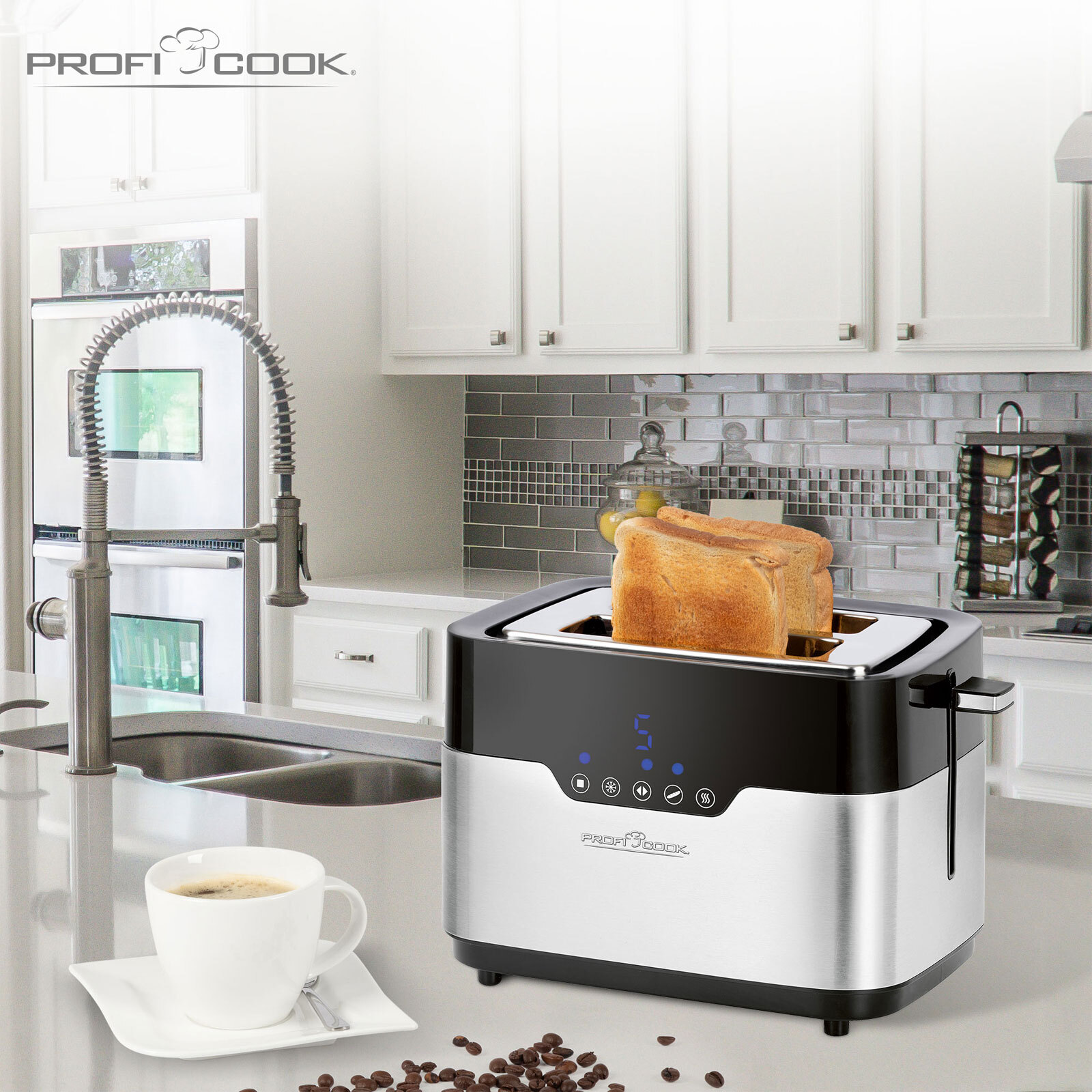 ProfiCook Toaster PC-TA 1170 Edelstahl Schwarz/Silber