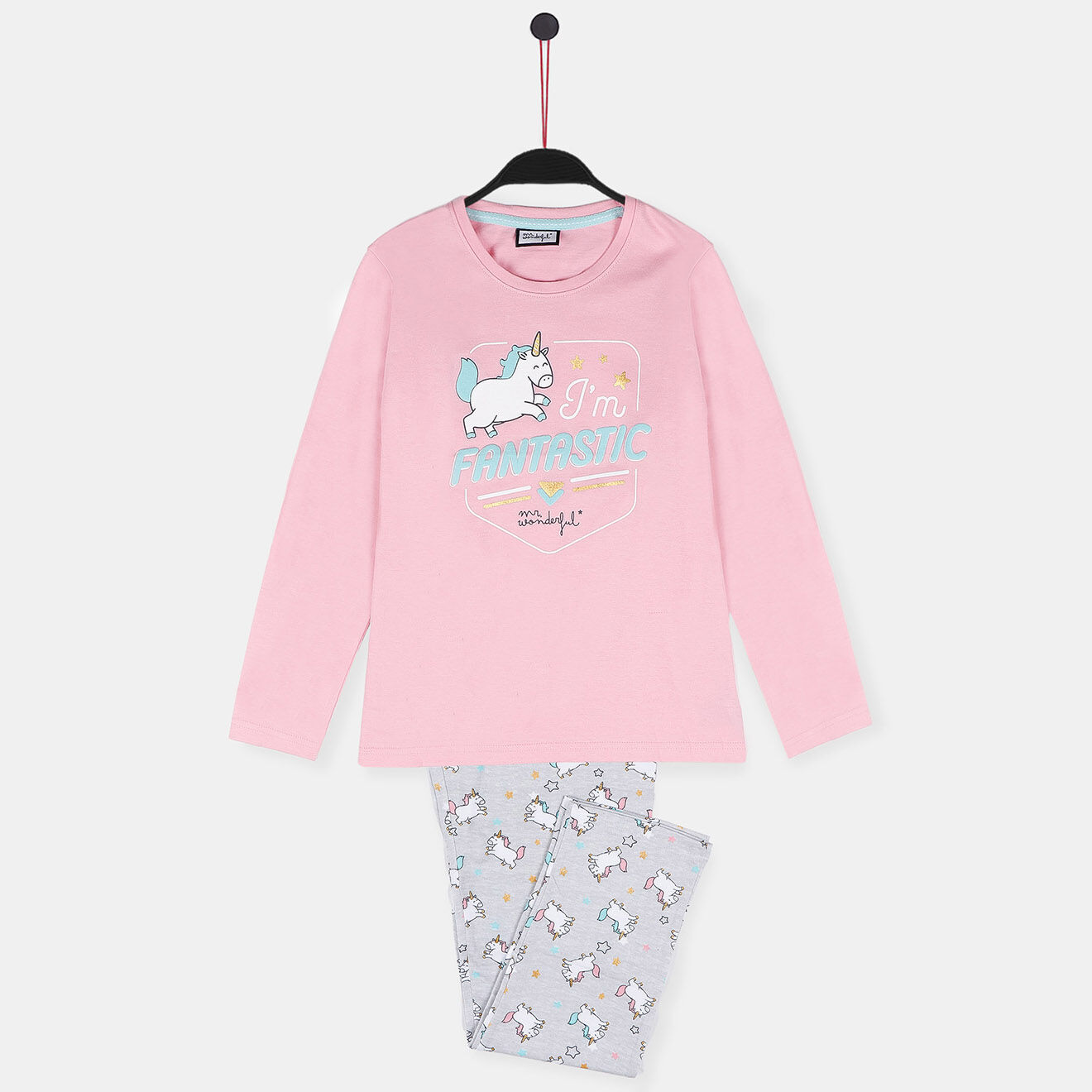 Mr Wonderful Pyjama I am fantastic haut manches longues & Pantalon rose