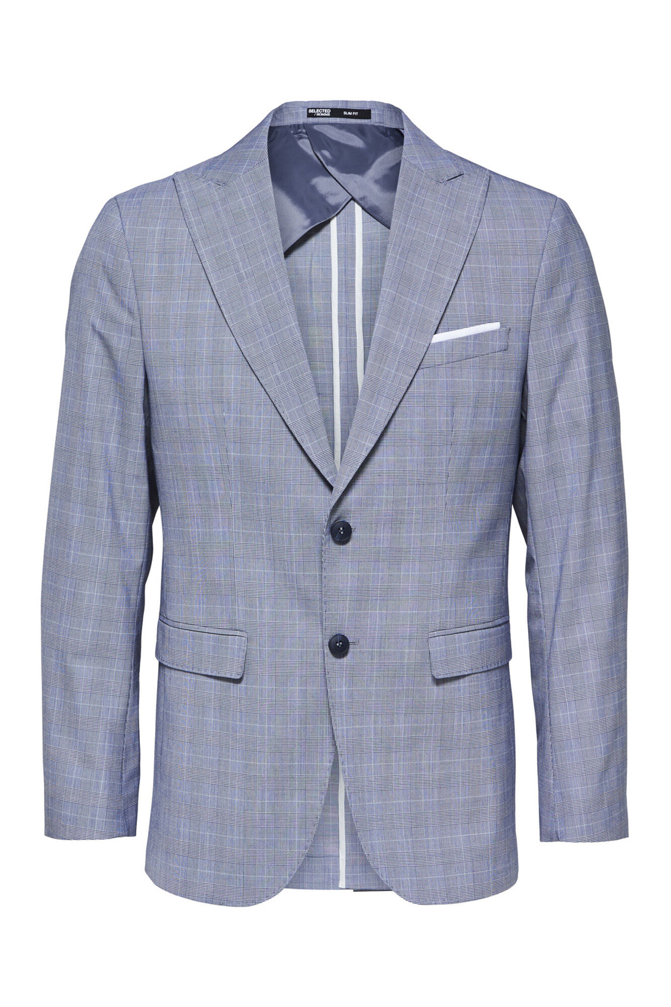 Blazer xadrez de corte justo. - Azul