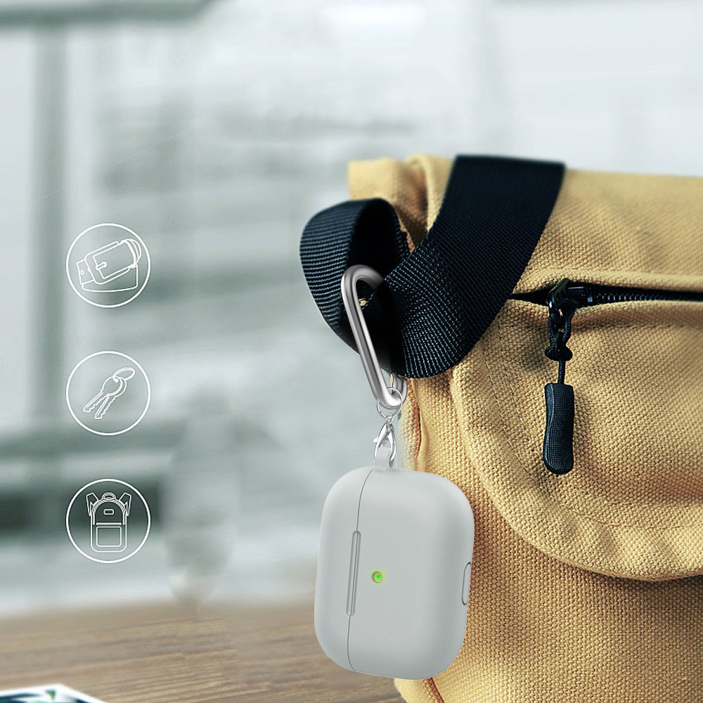 AirPods (3. Generation) Silikon Schutzhülle Abdeckung mit Karabinerhaken - Grau