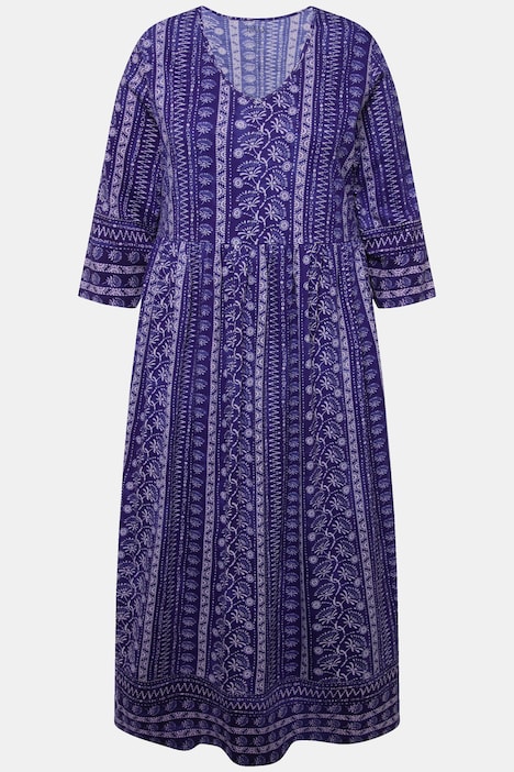 Jerseykleid, A-Linie, V-Ausschnitt, 3/4-Arm, Taschen