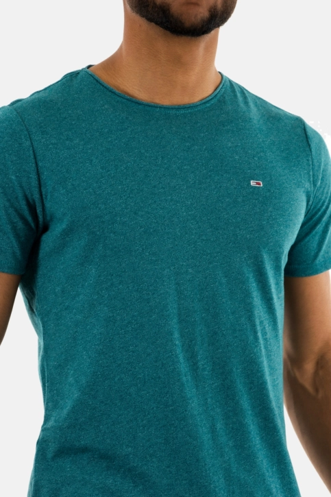 Tee shirt tommy jeans slim jaspe c neck ct0 timeless teal