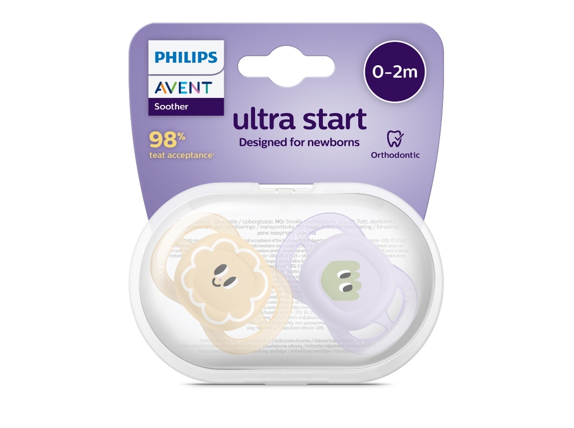 CHUPETA AVENT ULTRA START BEGE/LIL 0-2M 2 UN